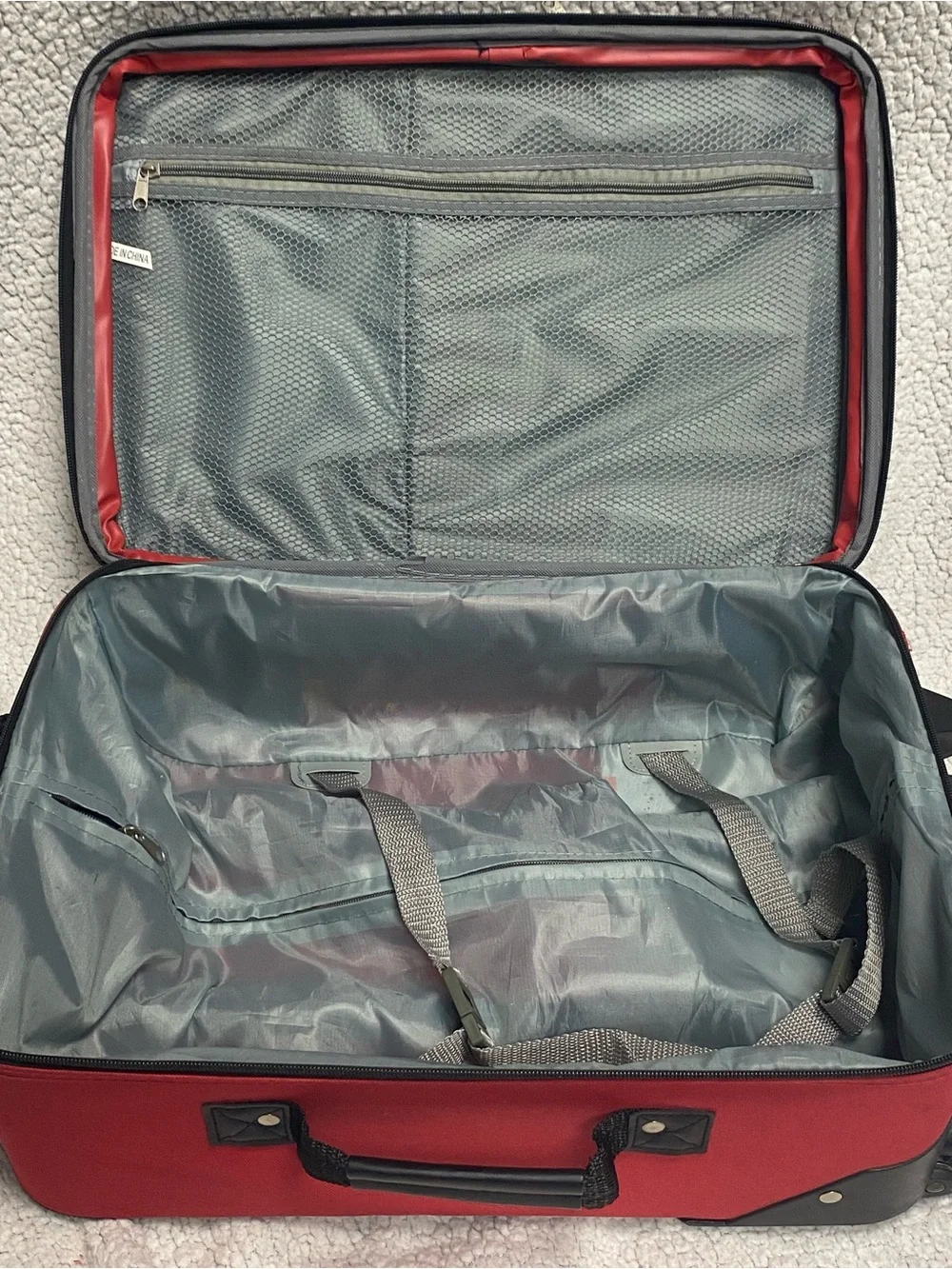 Rockland Lightweight Carry-On Suitcase Soft side Fabric Red/Black